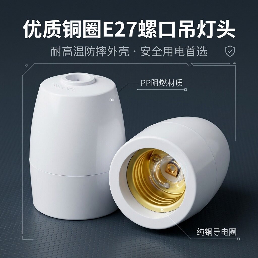 E27螺口阻燃耐高温LED灯头座