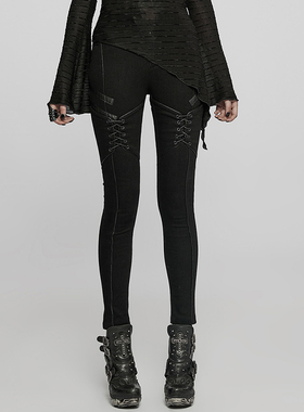 ╋魔叹╋PUNKRAVE朋克状态街头摇滚亚文化做旧洗水牛仔裤女 WK523