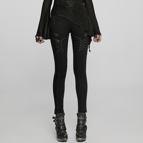 ╋魔叹╋PUNKRAVE朋克状态街头摇滚亚文化做旧洗水牛仔裤女 WK523