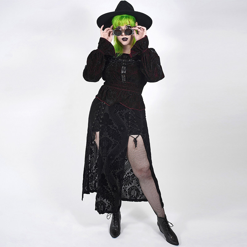 ╋魔叹╋ PUNK RAVE哥特复古GOTHIC洛丽塔大码女装下身长裙 DQ530