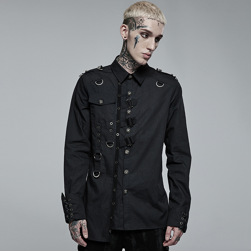 PUNKRAVE朋克哥特不对称长袖衬衣