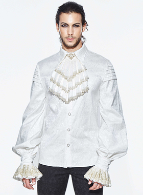 ╋魔叹╋DEVIL FASHION歌特GOTHIC复古刺绣领花男长袖衬衫 SHT030