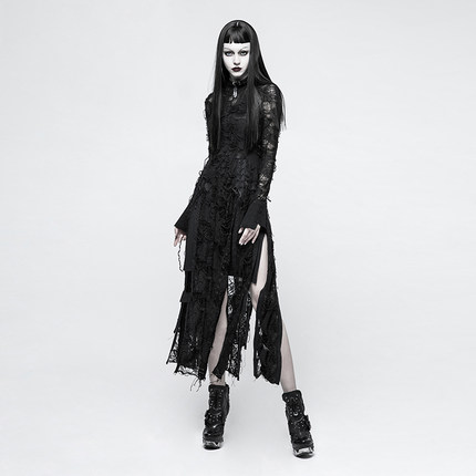 ╋魔叹╋PUNK RAVE哥特GOTHIC复古华丽玫瑰蕾丝长袖连衣裙 OPQ200