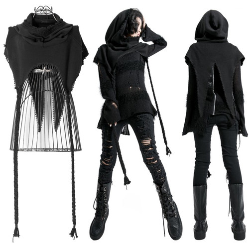 ╋魔叹╋ PUNK RAVE 朋克哥特COSPLAY斗蓬燕尾中性连帽披肩 S125