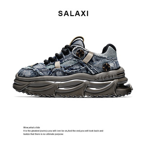 Salaxi/莎莱茜海浪重工水洗凉感夏季男鞋百搭增高厚底运动老爹鞋