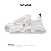 女厚底增高白色情侣运动休闲鞋 Salaxi 莎莱茜霸王龙系列老爹鞋 男
