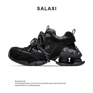 男女厚底增高休闲鞋 百搭时尚 莎莱茜19XL黑武士弹簧老爹鞋 Salaxi