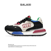 莎莱茜2026新款 简约拼色运动鞋 男厚底阿甘鞋 Salaxi 低帮休闲鞋 女