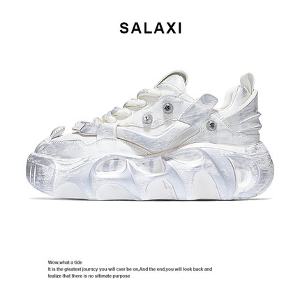 Salaxi/莎莱茜金刚勇士男女同款潮真皮休闲面包鞋百搭老爹运动鞋