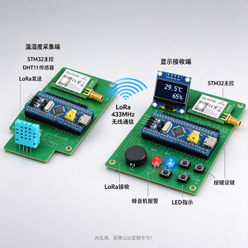 基于STM32单片机和Lora模块的温湿度远程控制报警系统E32-433T20D