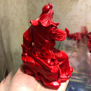 财神摆件朱砂坐财神像大刀关二爷练武关公招财镇宅客厅室内装饰