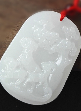 天然阿富汗三羊开泰吊坠玉生肖羊喜气洋洋挂件12生肖阳阳得意证书