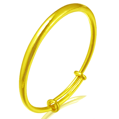 黄金手镯女款9999足金纯金镯子真金实心光面素圈送妈妈按克重