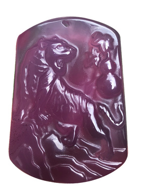 天然玛瑙玉髓帝王紫老虎吊坠生肖上山虎挂件玉佩属相虎男女款玉坠