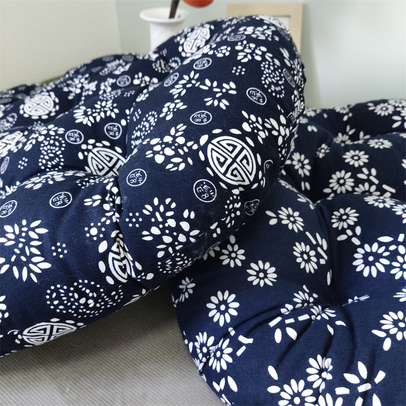 青花棉麻加厚布艺圆形坐垫中式阳台飘窗榻榻米窗台地板打坐蒲团垫