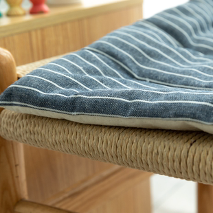 条纹简约四季薄棉麻餐防滑办公室学生宿舍板凳座椅子椅垫坐垫屁垫