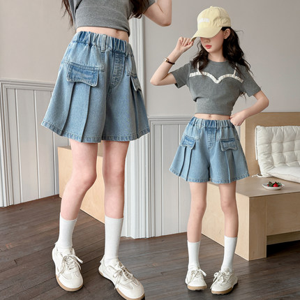 女童牛仔短裤夏装裤子洋气儿童大童韩版休闲裙裤女孩夏季薄款热裤
