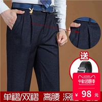 Playboy mùa thu và mùa đông dày nam đôi quần xếp li miễn phí nóng lỏng thẳng thẳng trung niên phù hợp với quần dài - Suit phù hợp quần tây âu