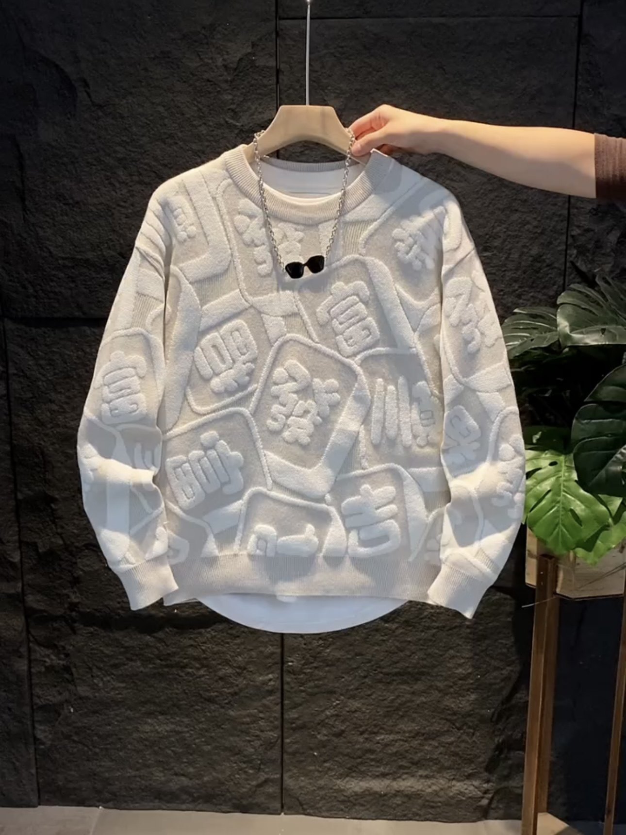 2026新款冬季圆领针织衫毛衣男宽松休闲百搭纯色打底衫男女情侣款