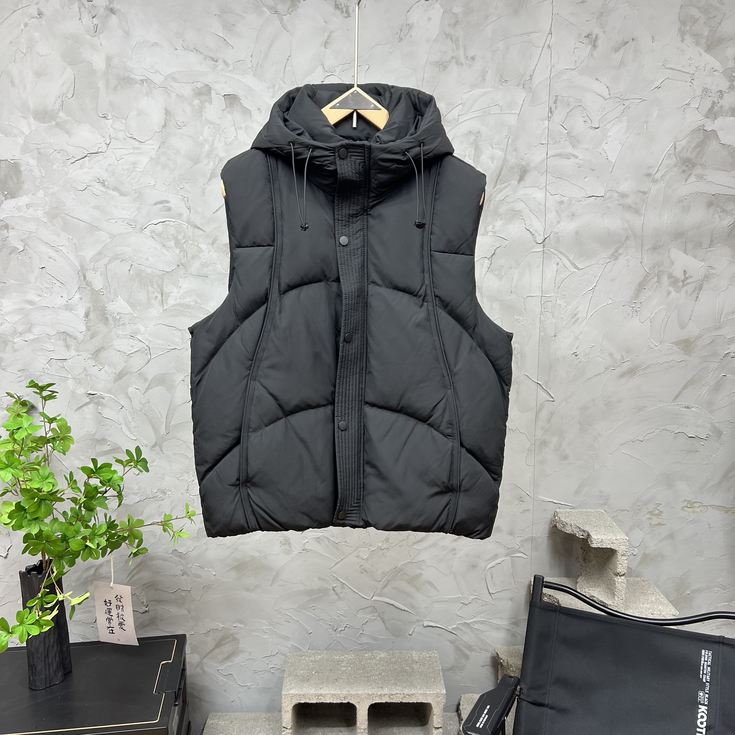 2025新款秋冬新款时尚纯色连帽棉马甲男装外套潮牌痞帅休闲百搭坎