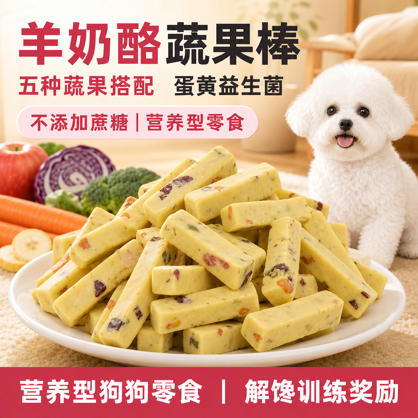 狗狗零食羊奶酪蔬果棒泰迪柯基比熊幼犬磨牙解馋训练奖励宠物食品