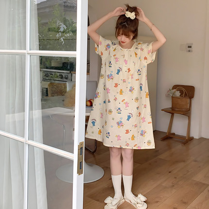 夏天睡裙带胸垫新款日系ins可爱甜美少女感睡衣孕妇可外穿家居服