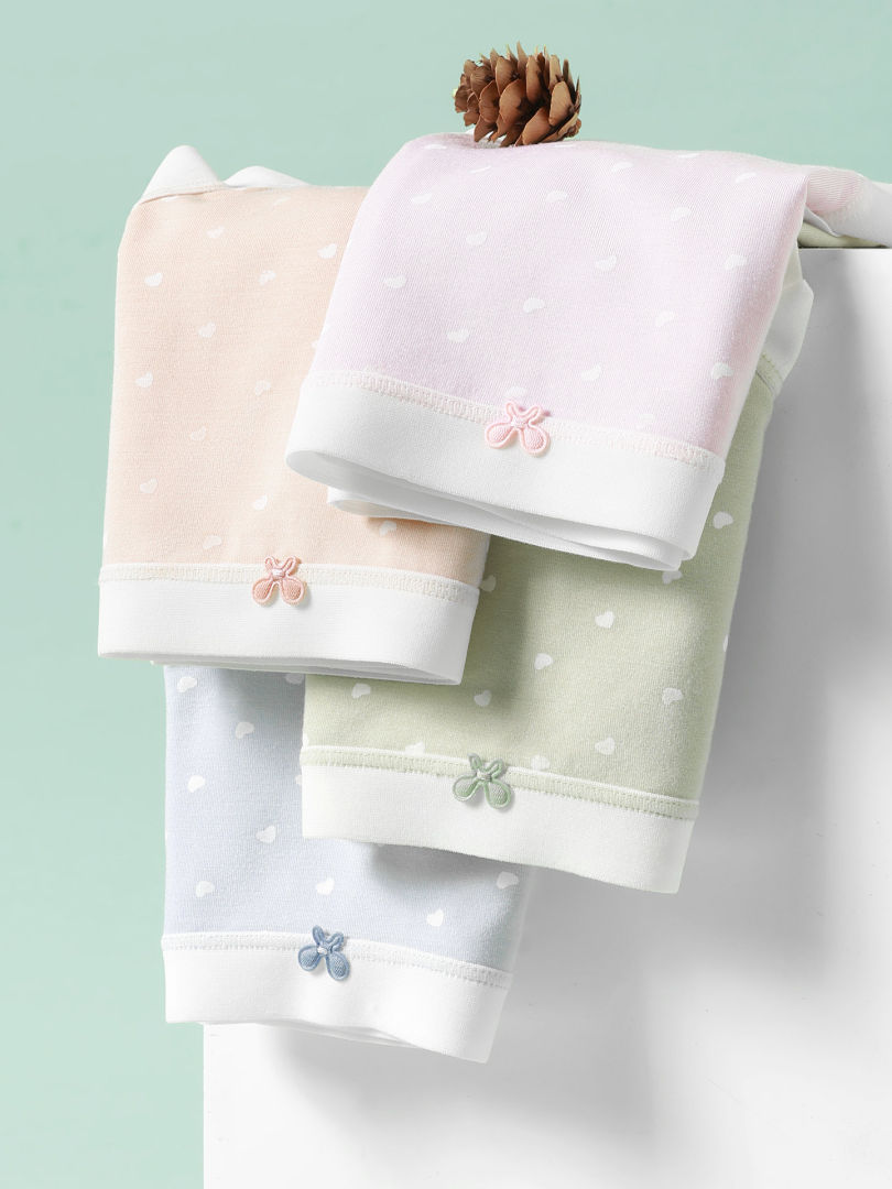 Pastel polka dot underwear with butterfly embroidery