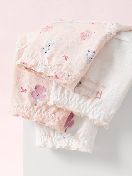Pastel mesh floral underwear with cartoon print