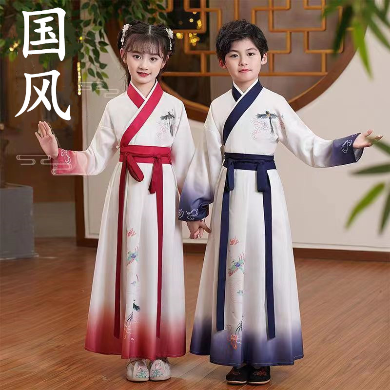 男女童古风汉服开笔礼朗诵服
