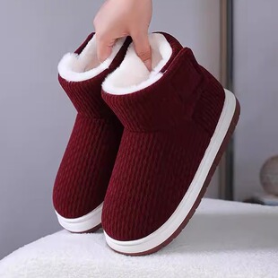 冬季中年青年棉拖鞋居家用防滑拖鞋男女包跟加绒保暖厚底柔软妈妈