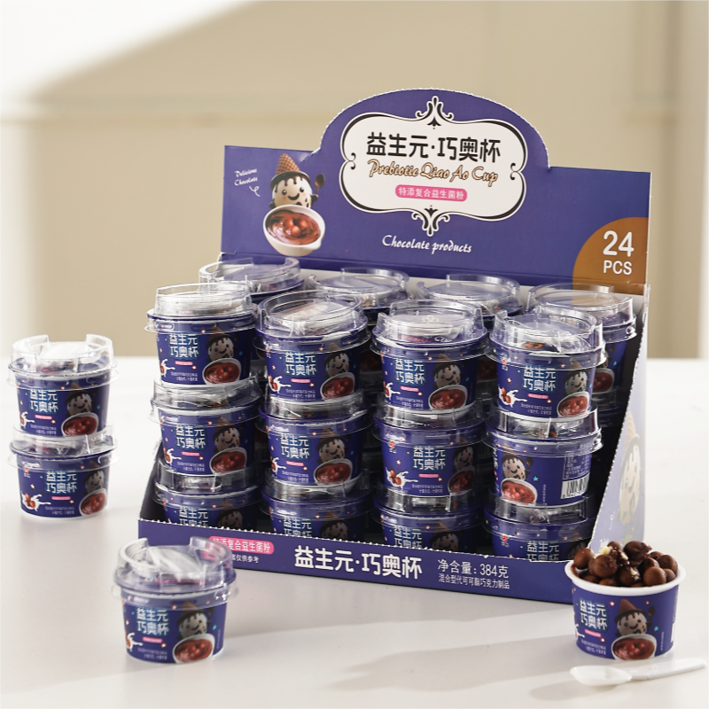巧奥杯益生元巧克力杯装24个礼盒装休闲零食品儿童生日摆台饼干杯