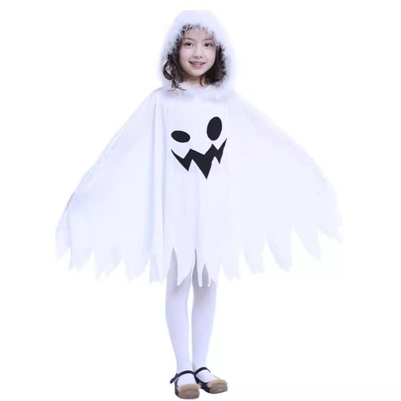 万圣节儿童cosplay服装白色连帽幽灵装扮连衣裙衣服装扮服饰