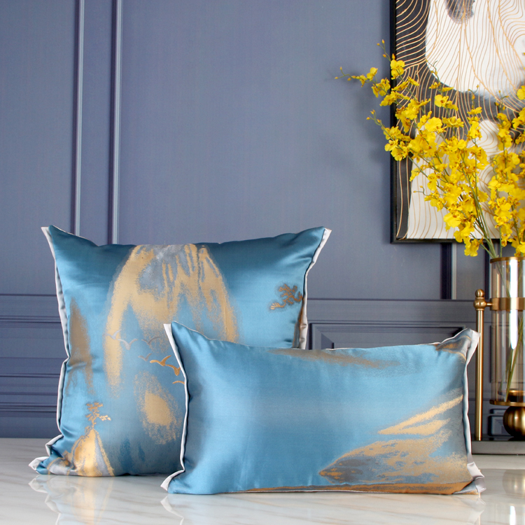 现代沙发中式沙发山水禅意抱枕