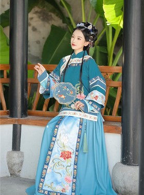 中式汉服女古装公主小姐少奶奶民国风女装秀禾服媒婆喜娘服装