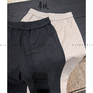 重磅订制500g醋酯羊毛混纺人字纹品质立体裁剪宽松垂感休闲长裤 男