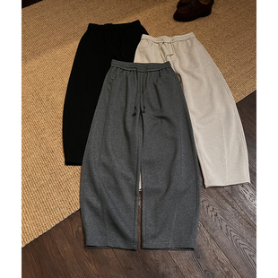 高克重立体裁剪廓形挺括老钱风直筒卫裤 男 百搭显瘦弯刀针织休闲裤