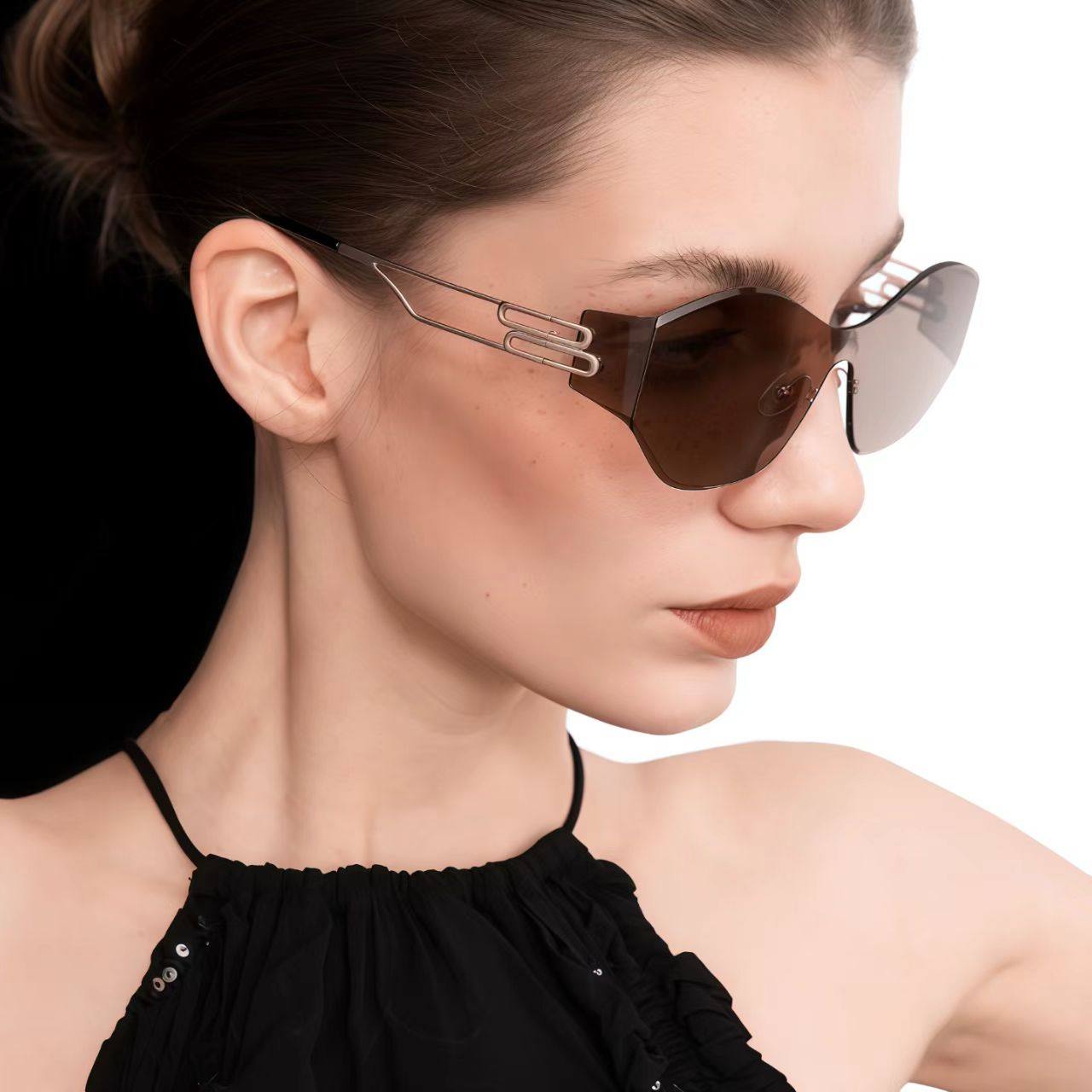 法式轻奢！26新款墨镜女士时髦前卫未来风一体式无框太阳镜高级感