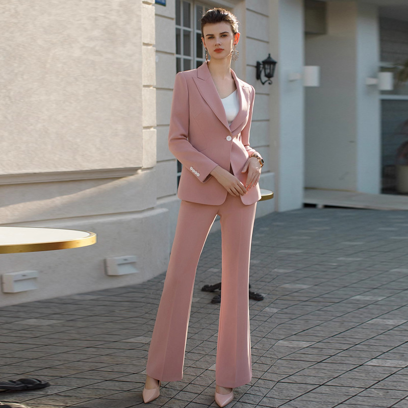 AD播音艺考主持人套装女气质职业装工服高级感阔腿裤显瘦西装正装