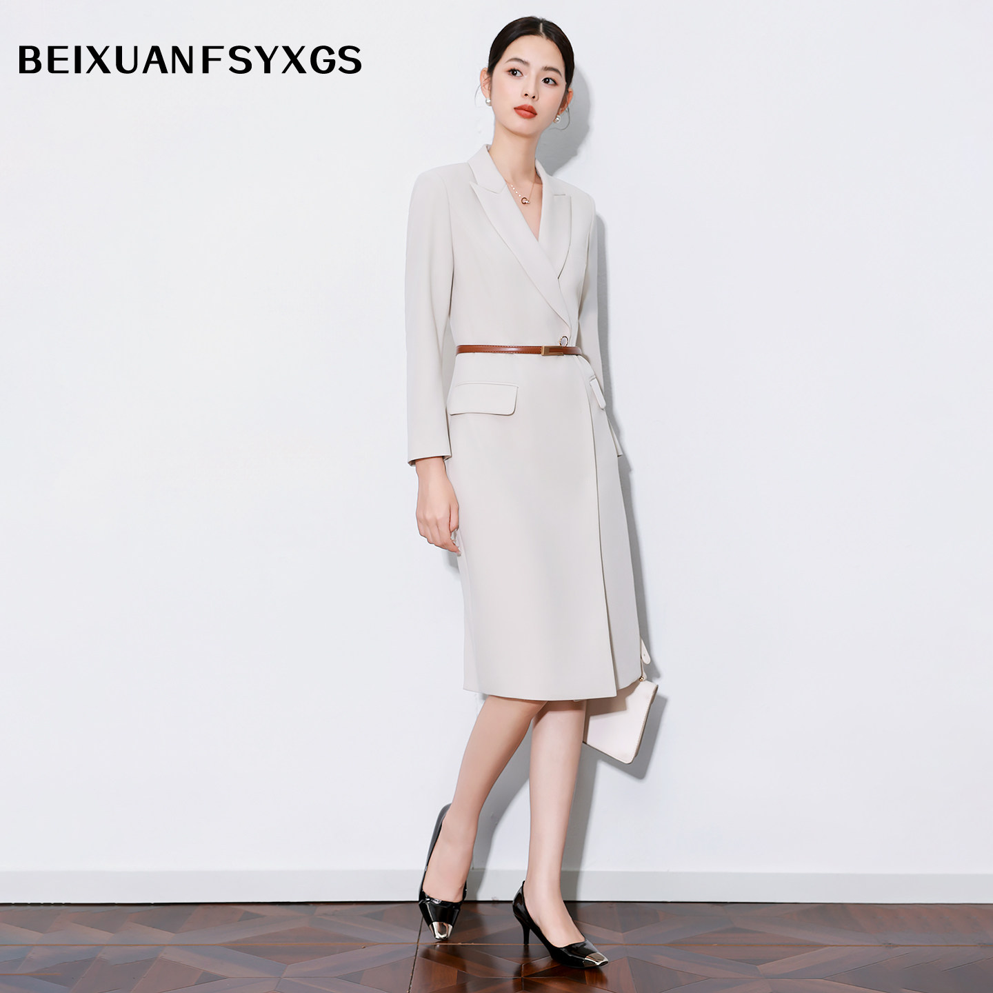 高端西装连衣裙女秋冬正式场合气质职业高级感教师演讲主持人正装