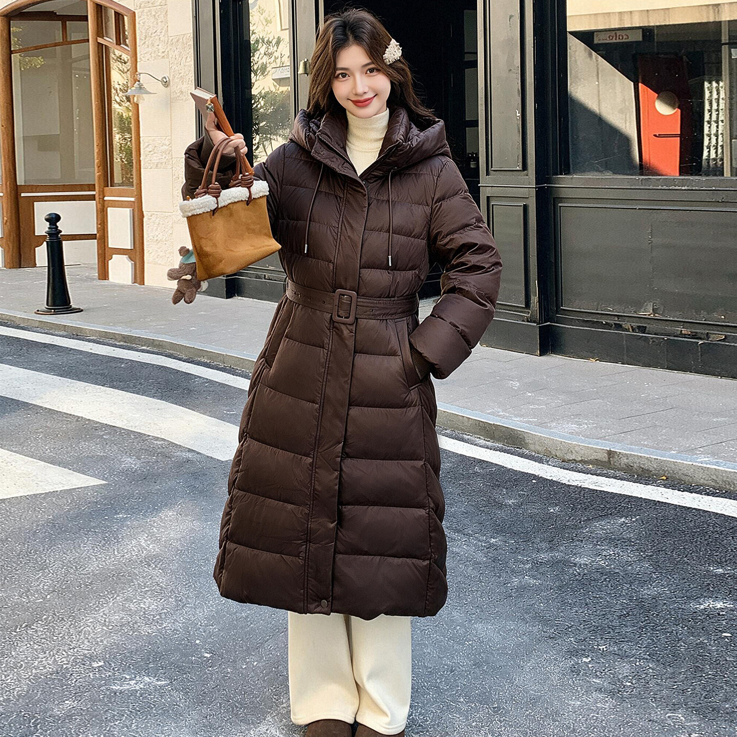 廓形被子羽绒服女长款2026新款过膝连帽加厚宽松显瘦泡芙冬装外套