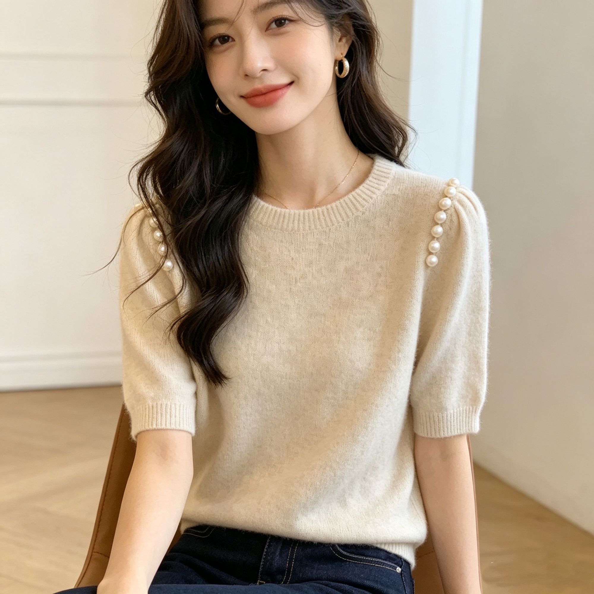 2026夏季新款挂脖镂空针织短袖女修身显瘦气质小众设计感短款上衣
