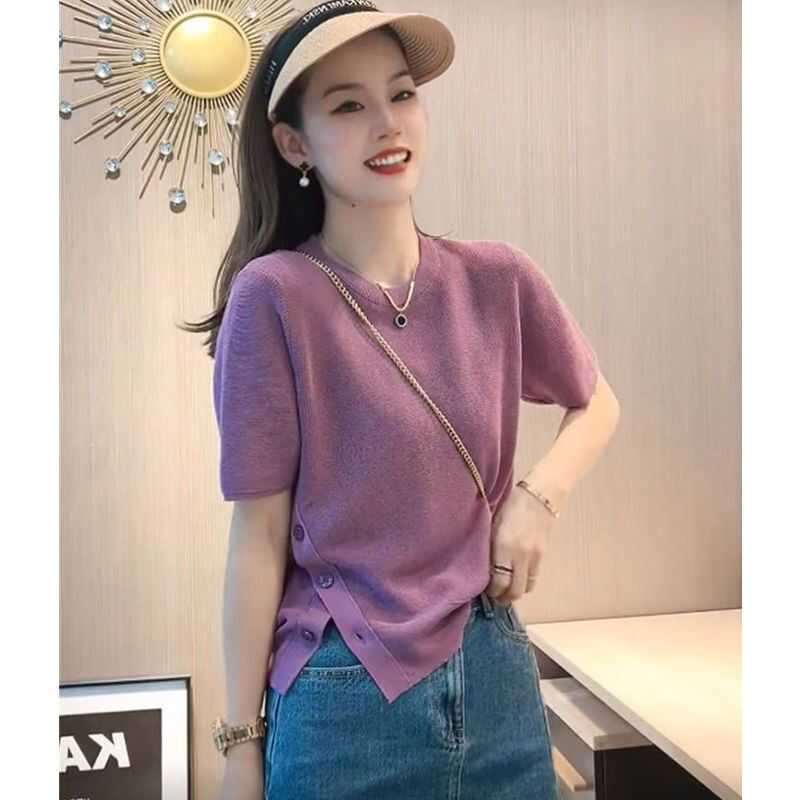短袖专柜撤回大牌女装冰丝针织衫