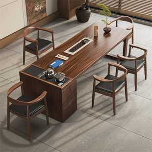 南美胡桃木中式实木茶桌家用客厅2026年新款高端办公室茶桌椅组合