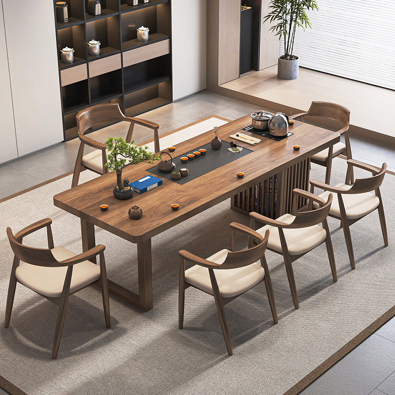 新中式茶桌椅组合办公室家用客厅茶几茶室禅意喝茶泡茶桌实木茶台