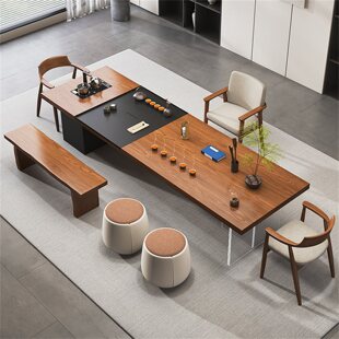 2026新款 客厅实木大板茶桌椅组合办公室茶盘一体泡茶台 高端新中式