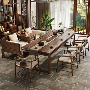南美胡桃木茶桌宋氏美学椅罗汉床组合客厅家用新中式实木茶几茶台