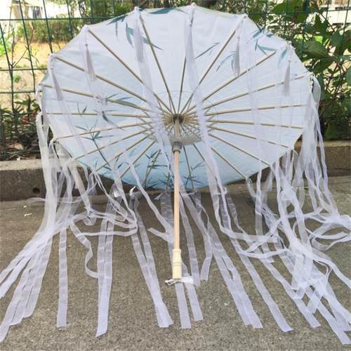 飘带流苏伞古装伞演出仙女拍照摄影走秀古典红马舞蹈伞演出道具伞