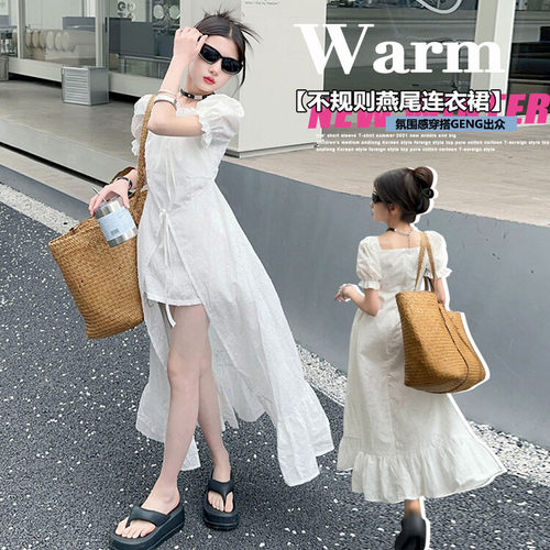 女童连衣裙韩版夏季燕尾裙长裙潮