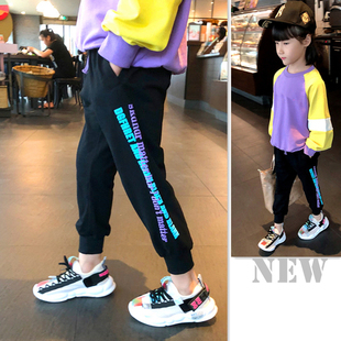 休闲女生时髦运动裤 2020新款 中大童韩版 加绒加厚卫裤 潮 女童秋冬季