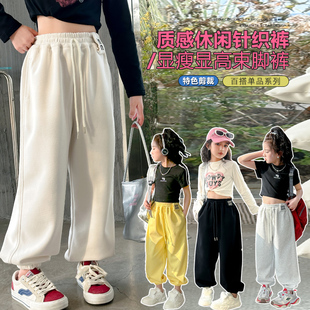 女童秋冬休闲裤儿童运动裤2024新款女孩卫裤春秋款中大童裤子加绒